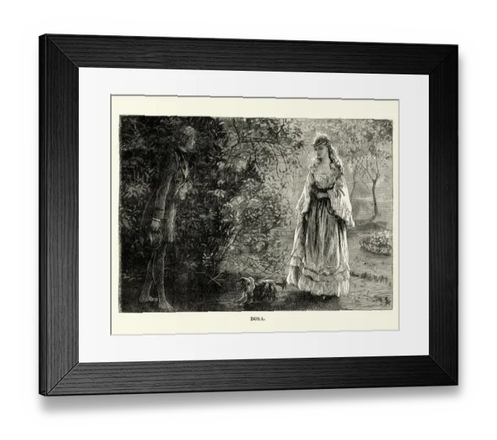 Framed Print : Dickens, David Copperfield, Dora walking her dog