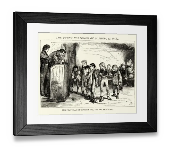 Framed Print : Charles Dickens, Nicholas Nickleby, first class in english spelling Framed Print : Charles Dickens, Nicholas Nickleby, first class in english spelling