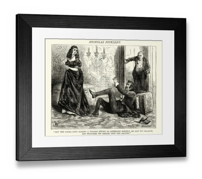 Framed Print : Charles Dickens, Nicholas Nickleby, he lost his balance Framed Print : Charles Dickens, Nicholas Nickleby, he lost his balance
