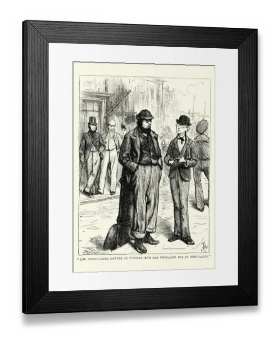 Framed Print : Charles Dickens - The uneducated father in fustian Framed Print : Charles Dickens - The uneducated father in fustian
