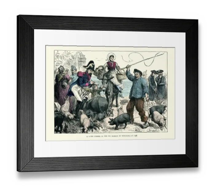 Framed Print : Warm Corner in the Pig Market at Boulogne, France Framed Print : Warm Corner in the Pig Market at Boulogne, France