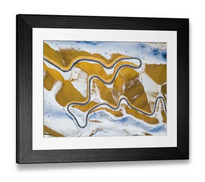 Framed Print : aerial view of roads in mountain range in xinjiang, west china Framed Print : aerial view of roads in mountain range in xinjiang, west china