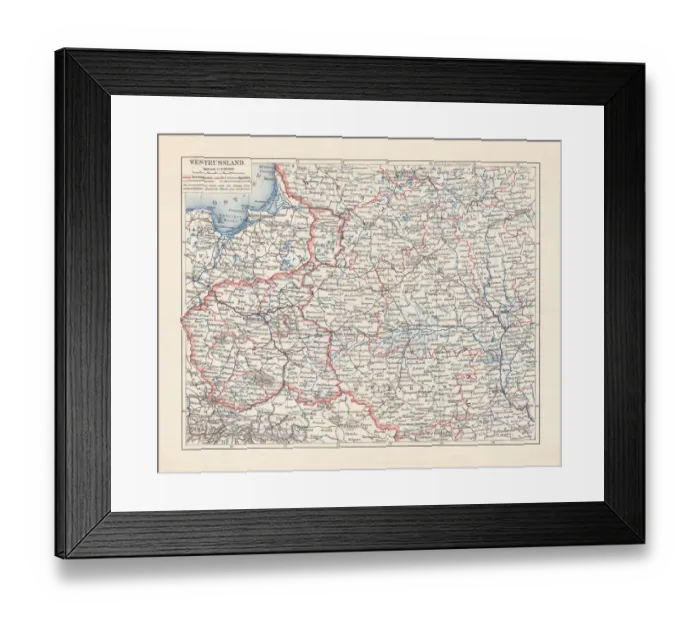 Framed Print : Map of Poland and Western Russia (Belarus), lithograph, published 1897 Framed Print : Map of Poland and Western Russia (Belarus), lithograph, published 1897