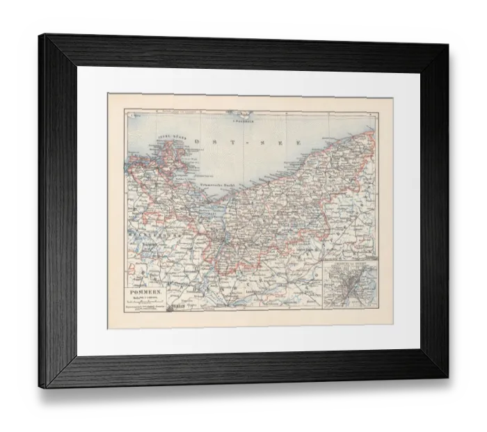 Framed Print : Historical map of Pomerania, Germany and Poland, lithograph, published 1897 Framed Print : Historical map of Pomerania, Germany and Poland, lithograph, published 1897