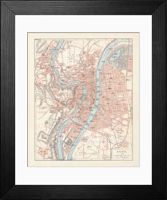 Framed Print : City map of Lyon, Auvergne-RhAśne-Alpes, France, lithograph, published 1897 Framed Print : City map of Lyon, Auvergne-RhAśne-Alpes, France, lithograph, published 1897