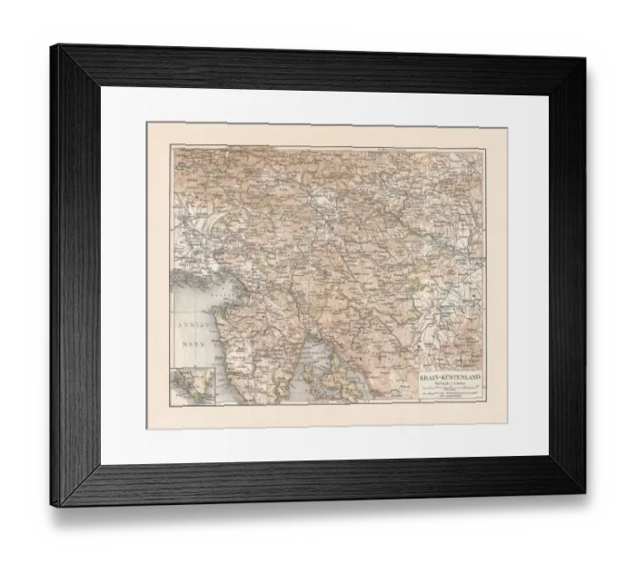 Framed Print : Carniola-Coastland (Slovenia, until 1918 Austrian Littoral), lithograph, published in 1897 Framed Print : Carniola-Coastland (Slovenia, until 1918 Austrian Littoral), lithograph, published in 1897