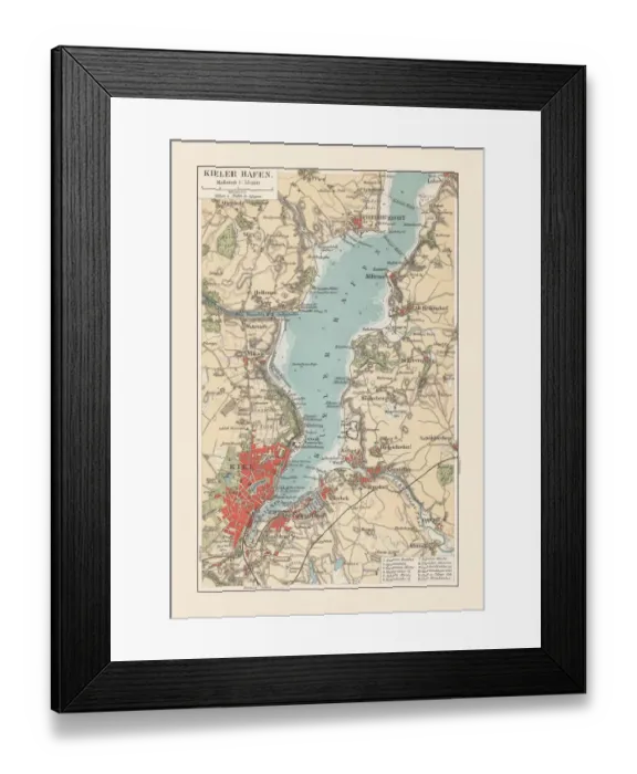 Framed Print : Old city map of Kiel, Schleswig-Holstein, Germany, lithograph, published 1897 Framed Print : Old city map of Kiel, Schleswig-Holstein, Germany, lithograph, published 1897