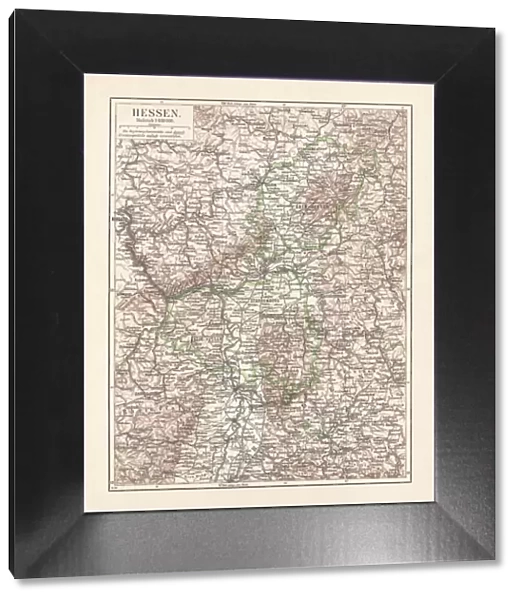 Map of Grand Duchy of Hesse, Germany, lithograph, published 1897