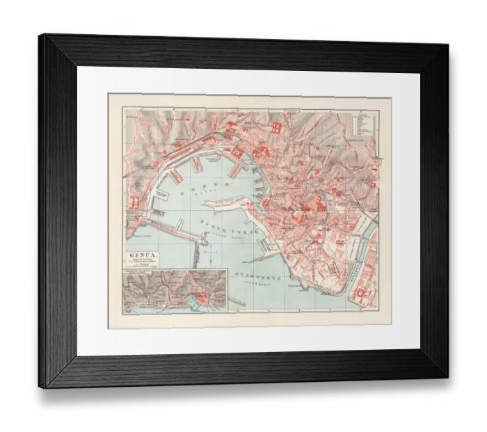 Framed Print : Genoa, Liguria, Italy, lithograph, published in 1897 Framed Print : Genoa, Liguria, Italy, lithograph, published in 1897