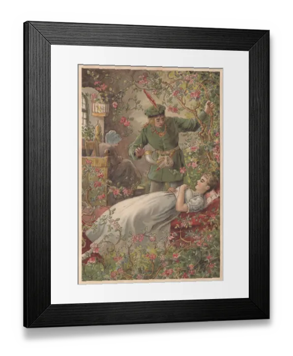 Framed Print : Sleeping Beauty, lithograph, published in 1891 Framed Print : Sleeping Beauty, lithograph, published in 1891
