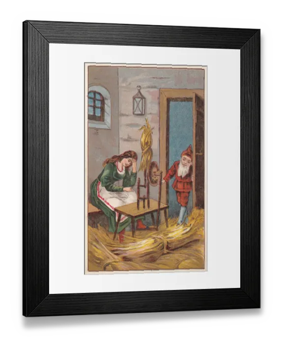 Framed Print : Rumpelstiltzkin, fairy tale by the Brothers Grimm, lithograph, published c. 1880 Framed Print : Rumpelstiltzkin, fairy tale by the Brothers Grimm, lithograph, published c. 1880