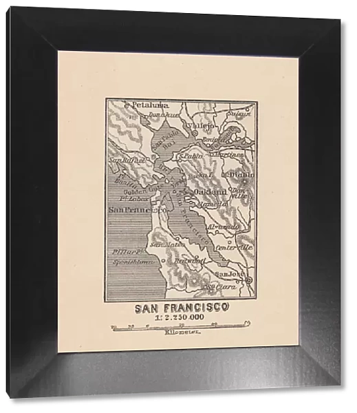 Map of San Francisco Bay, wood engraving, published in 1882