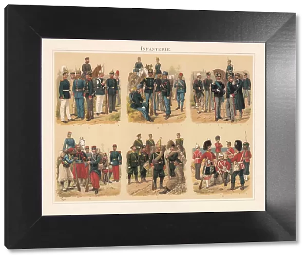 Infantry of European nations, chromolithograph, published in 1897