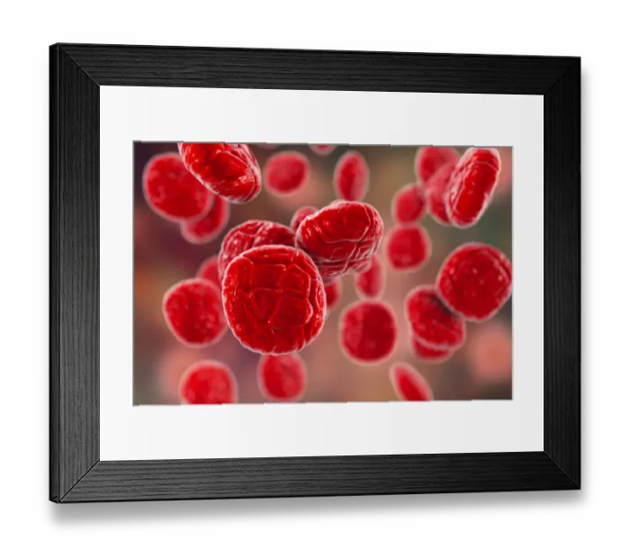 Framed Print : Pollen grains of Mimosa flower, illustration