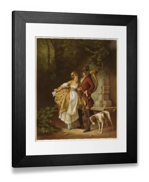 Framed Print : En Passant, Galant scene from the Baroque-period, lithograph, published 1872 Framed Print : En Passant, Galant scene from the Baroque-period, lithograph, published 1872