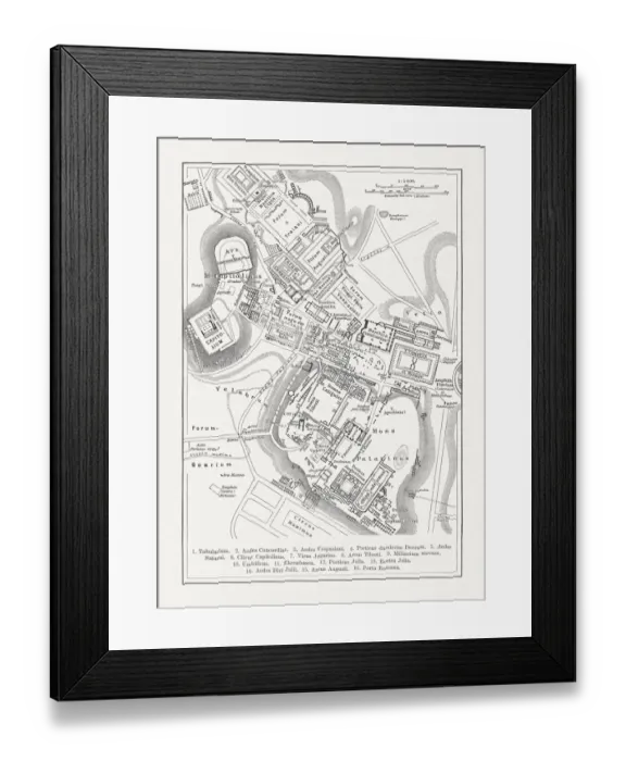 Framed Print : Map of the Ancient Rome, wood engraving, published in 1897 Framed Print : Map of the Ancient Rome, wood engraving, published in 1897