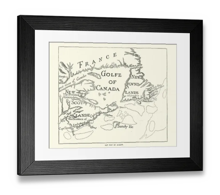 Framed Print : Old Map of Acadie, Canada Framed Print : Old Map of Acadie, Canada