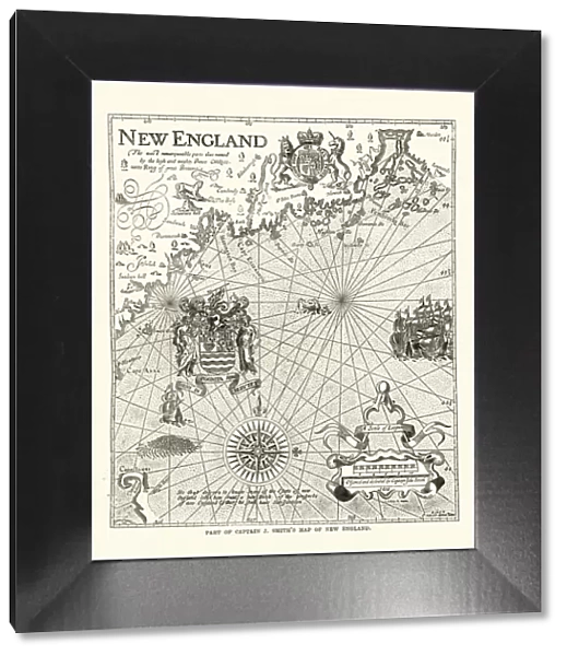 Captain John Smiths map of New England, 17th Century