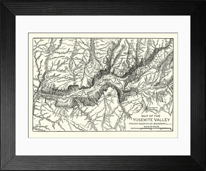 Framed Print : Map of the Yosemite Valley, 19th Century Framed Print : Map of the Yosemite Valley, 19th Century