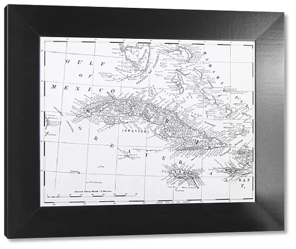 Antique illustration from US navy and army: Cuba map