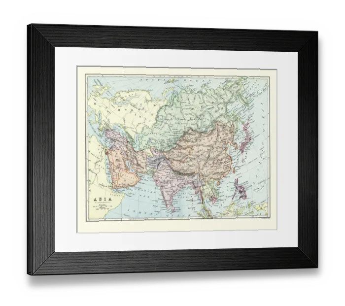 Framed Print : Antique map of Asia, 1884, 19th Century Framed Print : Antique map of Asia, 1884, 19th Century