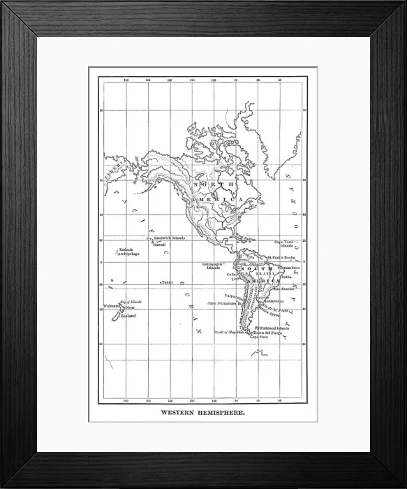 Framed Print : Western Hemisphere map Framed Print : Western Hemisphere map