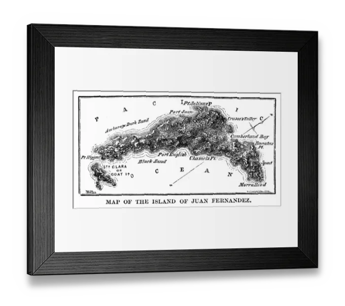 Framed Print : Map of the island of Juan Fernandez Framed Print : Map of the island of Juan Fernandez