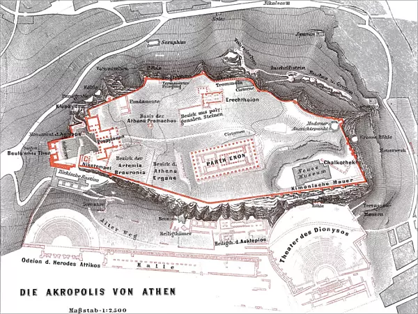 Map of the Acropolis in Athens