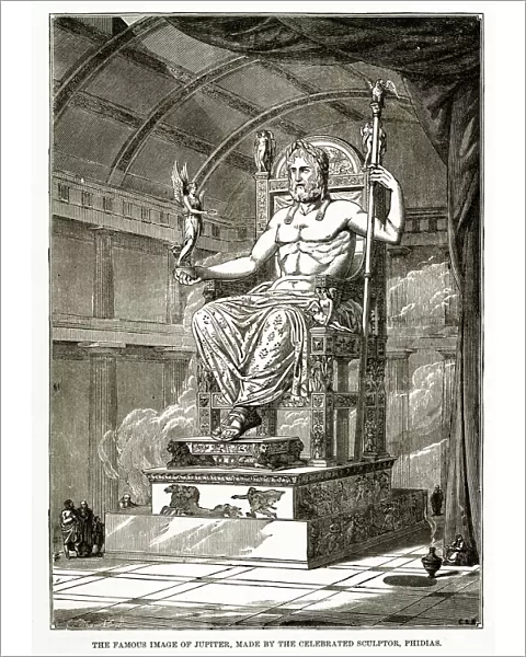 Statue of Jupiter by the Scupltor Phidias Engraving