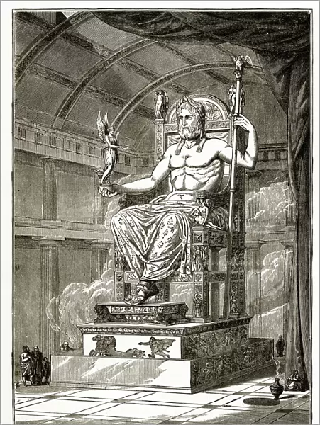 Statue of Jupiter by the Scupltor Phidias Engraving