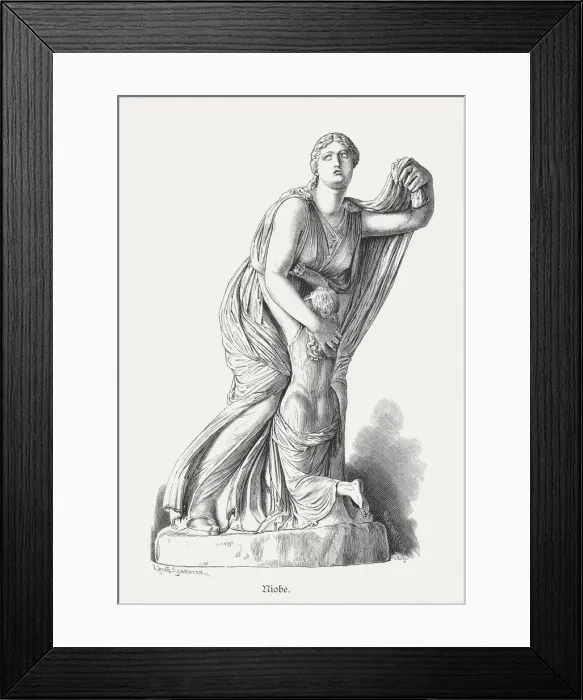 Framed Print : Niobe Mother with Youngest Daughter, Greek mythology, published 1879 Framed Print : Niobe Mother with Youngest Daughter, Greek mythology, published 1879