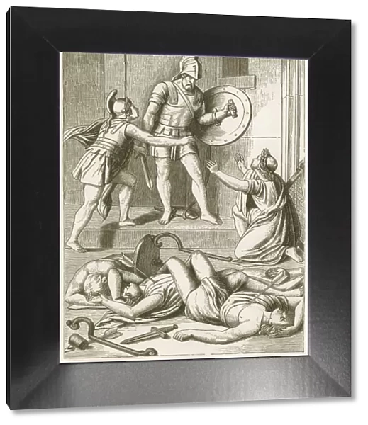 Odysseus kill the suitors, Greek mythology, published in 1883