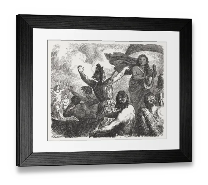 Framed Print : Orpheus drowned out the Sirens, Greek mythology, published in 1880