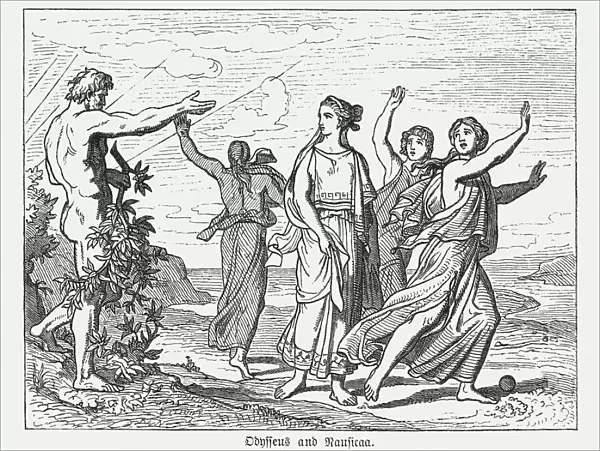 Ulysses as supplicant at Nausicaa, Greek mythology, published in 1880