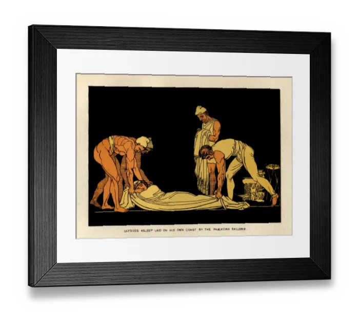 Framed Print : Ulysses asleep and taken to Ithaca by Phaeacian sailors Framed Print : Ulysses asleep and taken to Ithaca by Phaeacian sailors