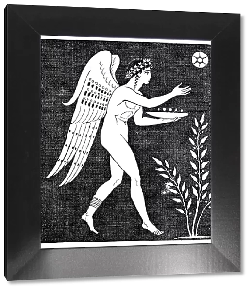 Icarus. ' Vintage engraving from 1879 of ancinet greek art showing Icarus