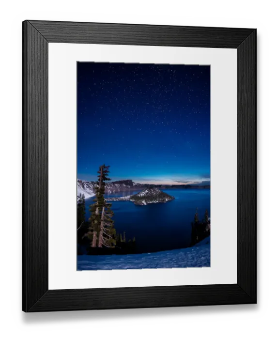 Framed Print : Crater Lake under Stars