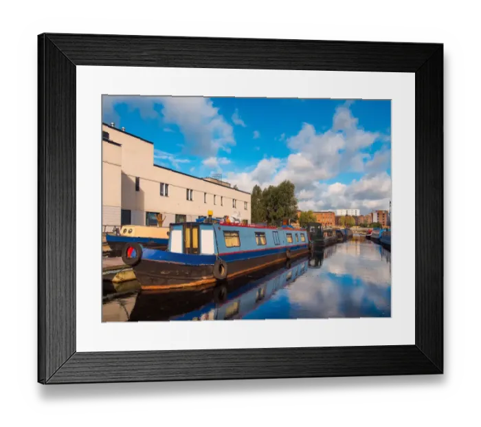 Framed Print : Manchester, barges at New Islington Framed Print : Manchester, barges at New Islington