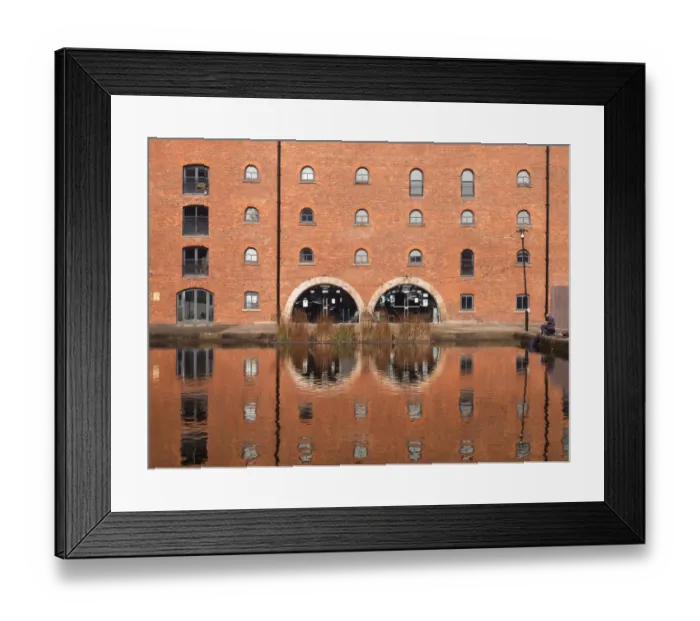 Framed Print : Building reflected on the Rochdale canal