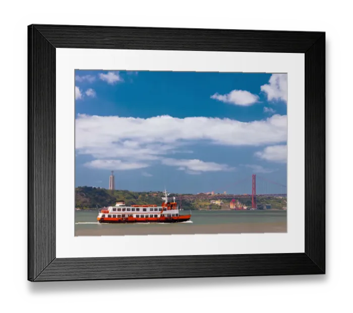 Framed Print : A ferry crossing the Tagus River