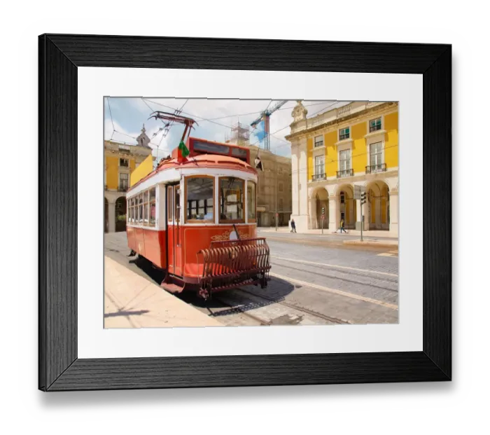 Framed Print : A tram in Praca do Comercio square Framed Print : A tram in Praca do Comercio square