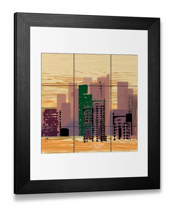 Framed Print : Downtown Desert City Digital Illustration