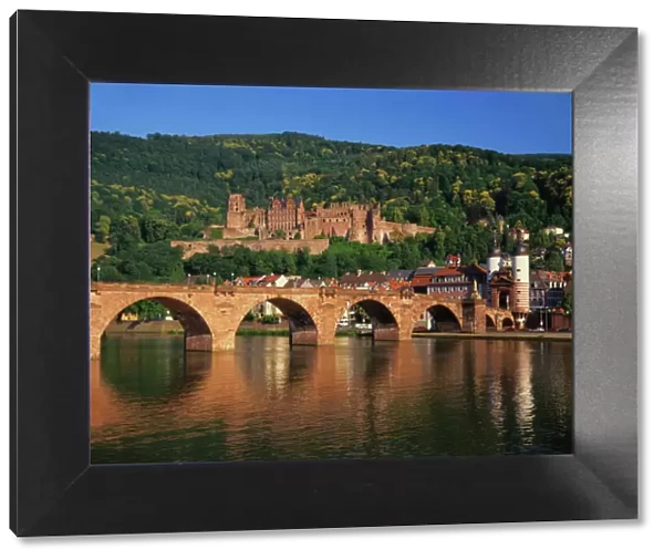 Heidelberg Castle, Alte Brucke and the River Neckar, Heidelberg, Baden Wurttemberg