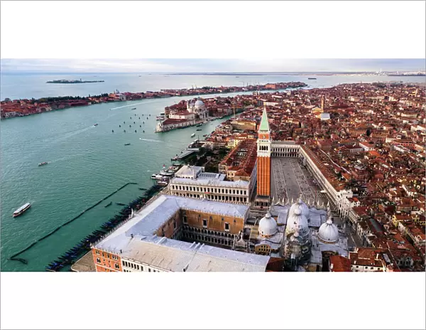 Aerial panoramic of St Marks square, Venice