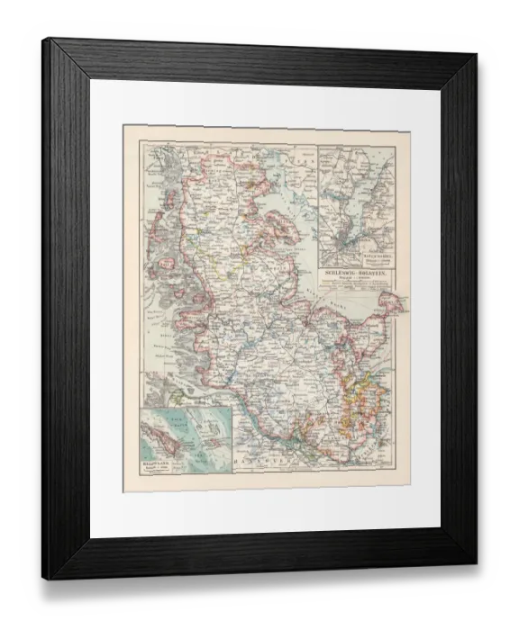 Framed Print : Topographic map of Schleswig-Holstein, German Empire, lithograph, published in 1897 Framed Print : Topographic map of Schleswig-Holstein, German Empire, lithograph, published in 1897
