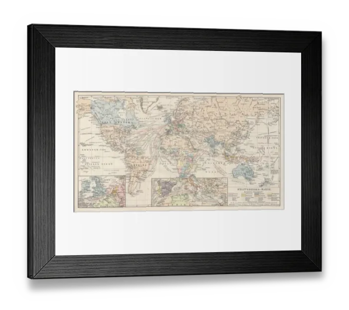 Framed Print : Map of World Traffic 1900