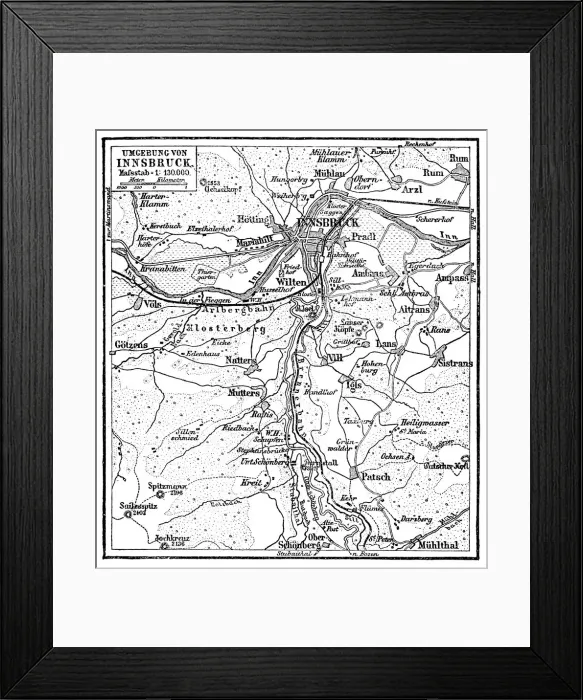 Framed Print : Map of the surroundings of Innsbruck Framed Print : Map of the surroundings of Innsbruck
