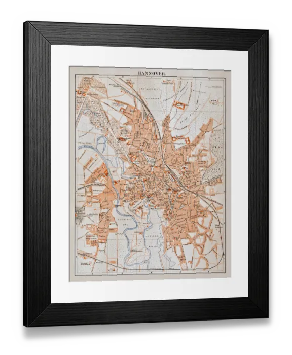 Framed Print : Map of Hannover