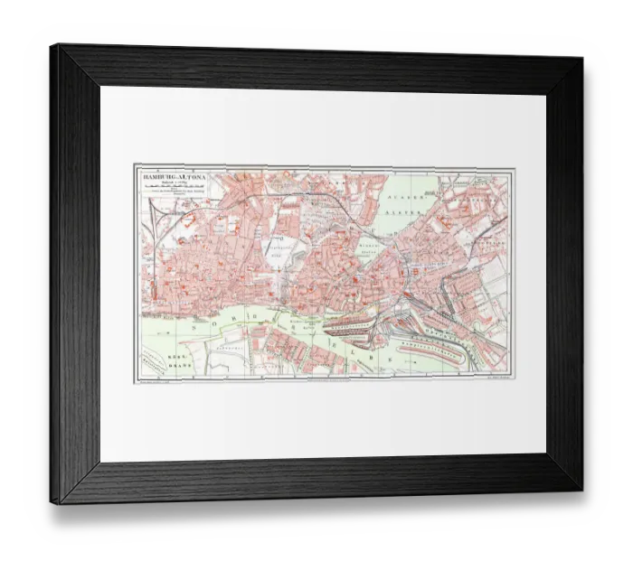 Framed Print : Map of Hamburg - Altona Framed Print : Map of Hamburg - Altona