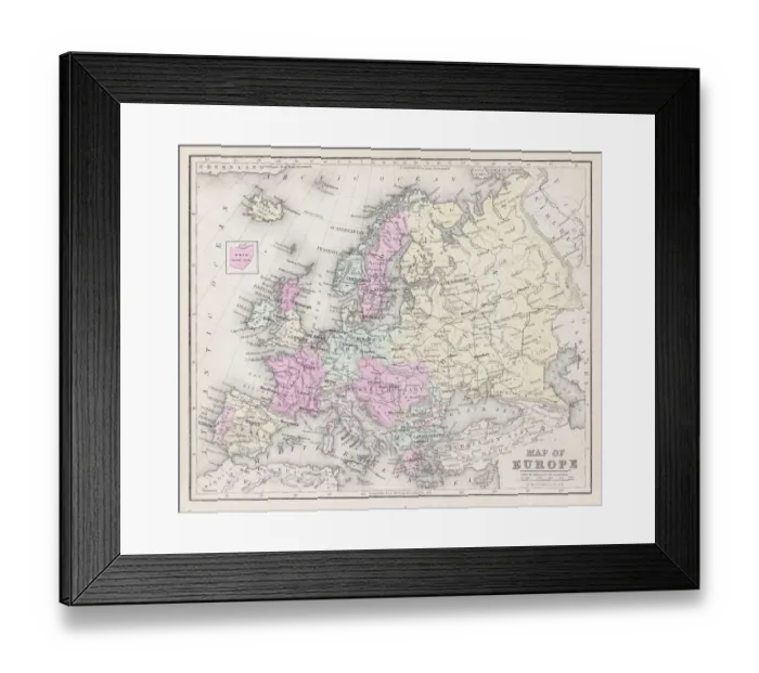 Framed Print : Map of Europe 1877 Framed Print : Map of Europe 1877